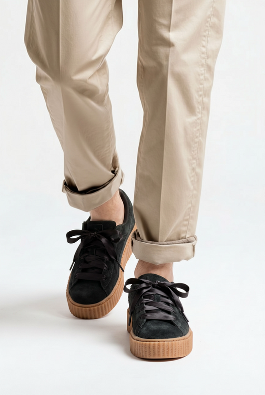 Puma Suede Heart Sneakers in Black & Gum – Size 42 EU / 8 UK