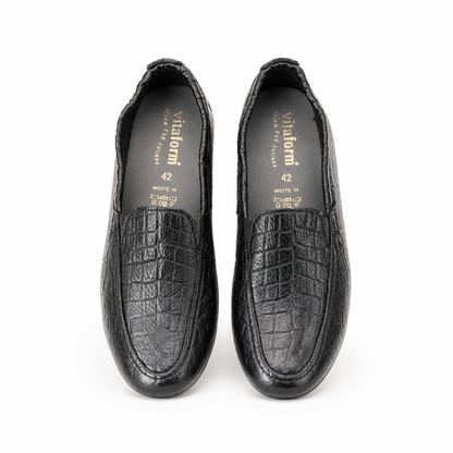 Vitaform Men’s Premium Embossed Leather Loafers – Metallic Grey  42 EU / 8 UK