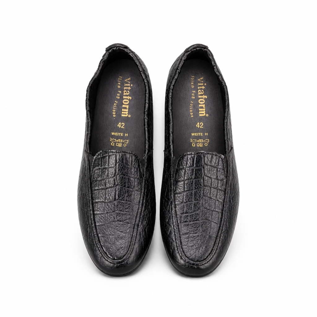 Vitaform Men’s Premium Embossed Leather Loafers – Metallic Grey  42 EU / 8 UK