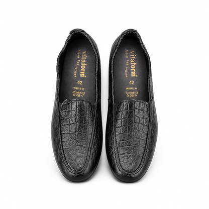 Vitaform Men’s Premium Embossed Leather Loafers – Metallic Grey  42 EU / 8 UK