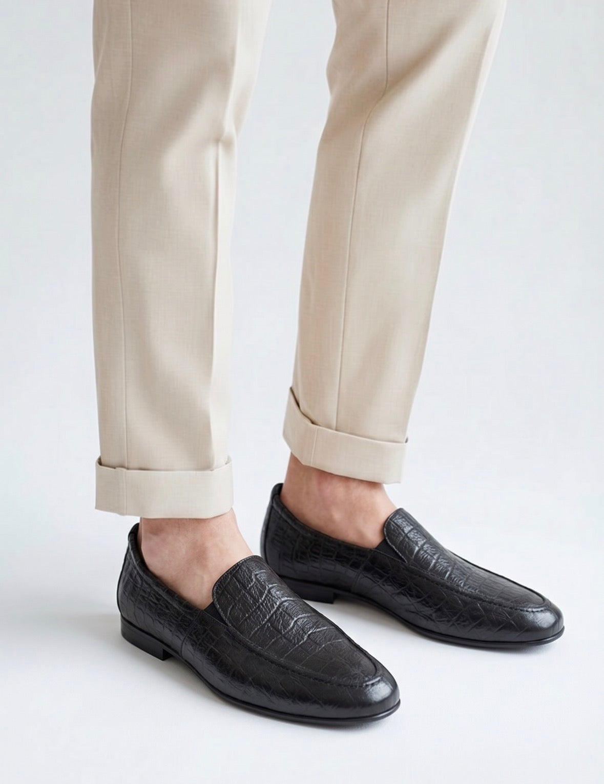 Vitaform Men’s Premium Embossed Leather Loafers – Metallic Grey  42 EU / 8 UK