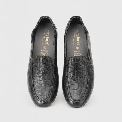 Vitaform Men’s Premium Embossed Leather Loafers – Metallic Grey  42 EU / 8 UK